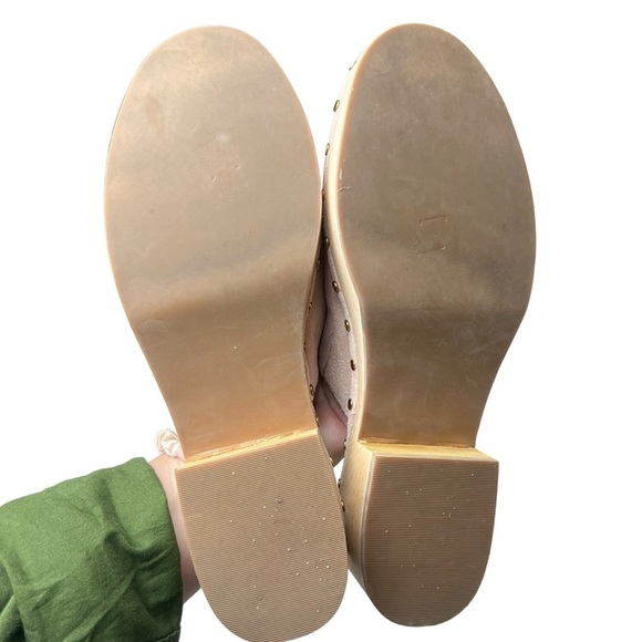 J.Crew 11 Dakota Clogs Blush Mauve Suede Leather Studded Wood Block Heel Y2K 90s - Picture 6 of 11